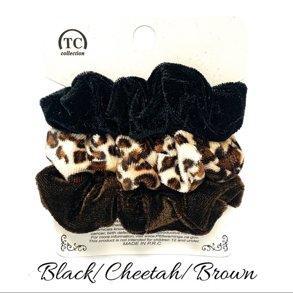 Velvet/Cheetah 3-Pack Scrunchies - Picture 3 of 3